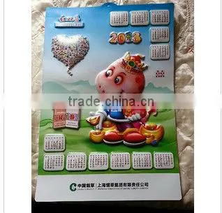 3D plastic embossed calendar chart sheet