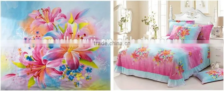 Popular Reactive printing 3d bedding set ,linen cotton queen king size/bedclothes duvet cover pillowcase rose coverlet
