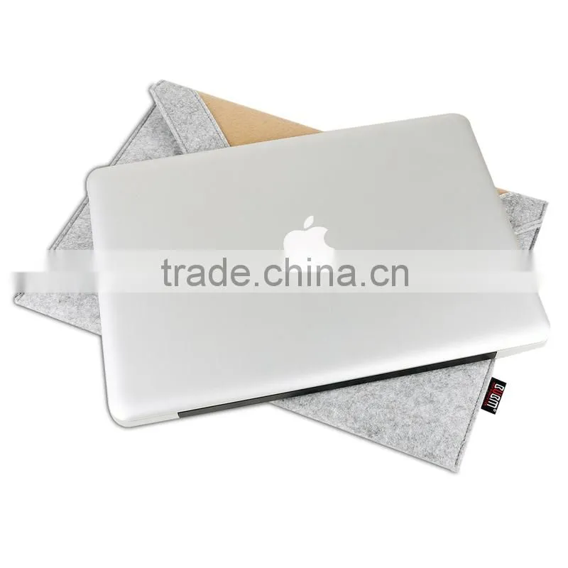 2015 BUBM Grey Pure Wool Felt Fabric Carrying 13 inch Computer Notebook Case Bag