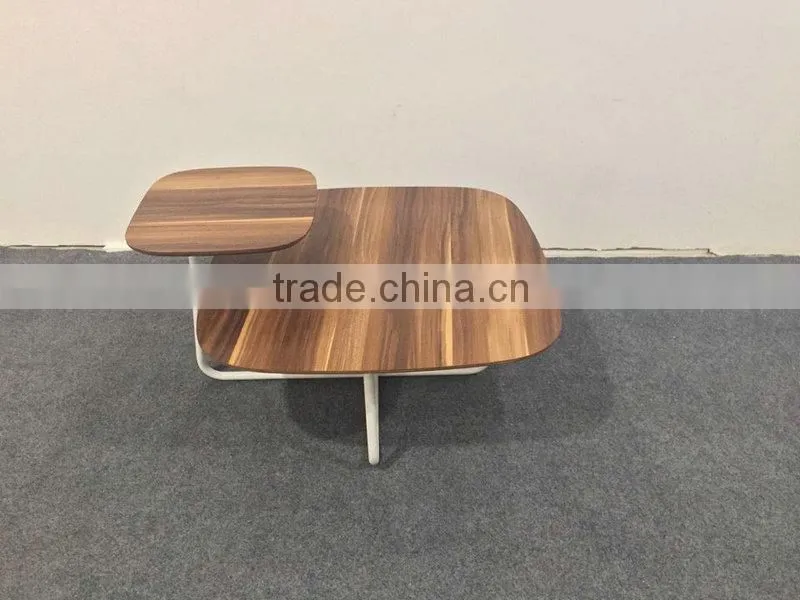 New arrival two layercovered paper coffee table with metal legs