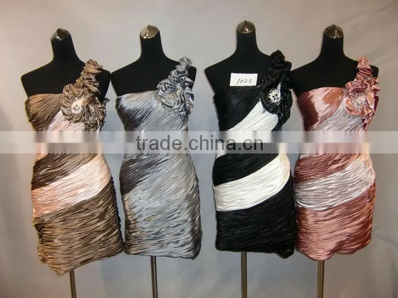 One shoulder prom cocktail dress floral embellished fantasy cocktail dress 2014