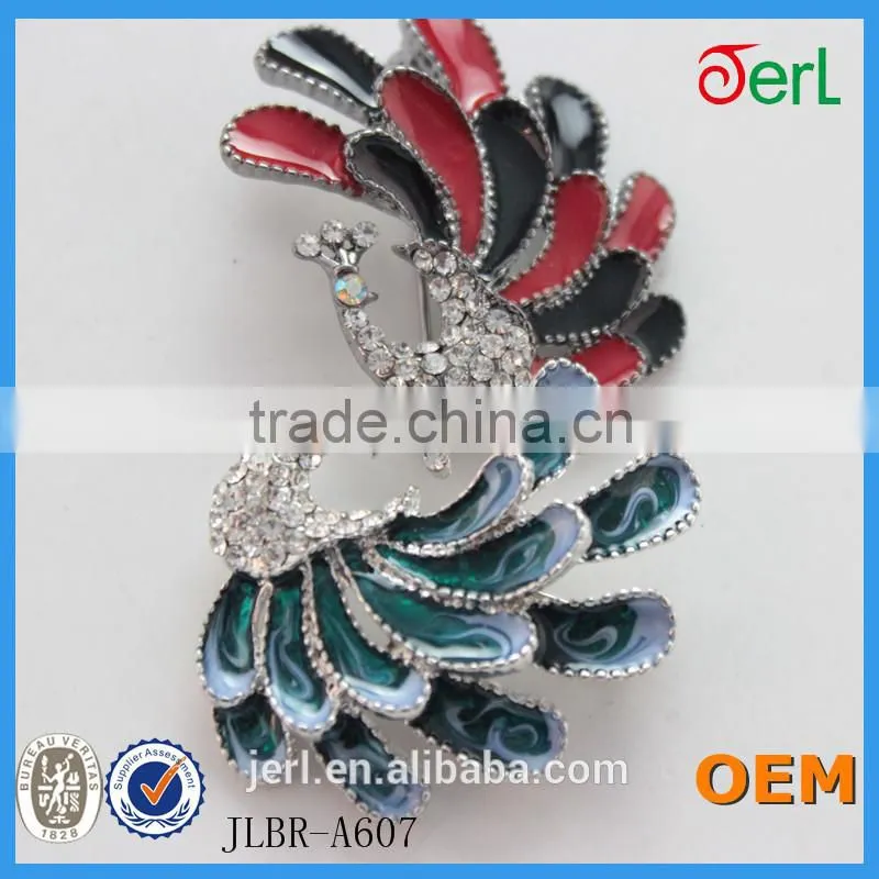 korean elegant crystal rhinestone wedding peacock brooch