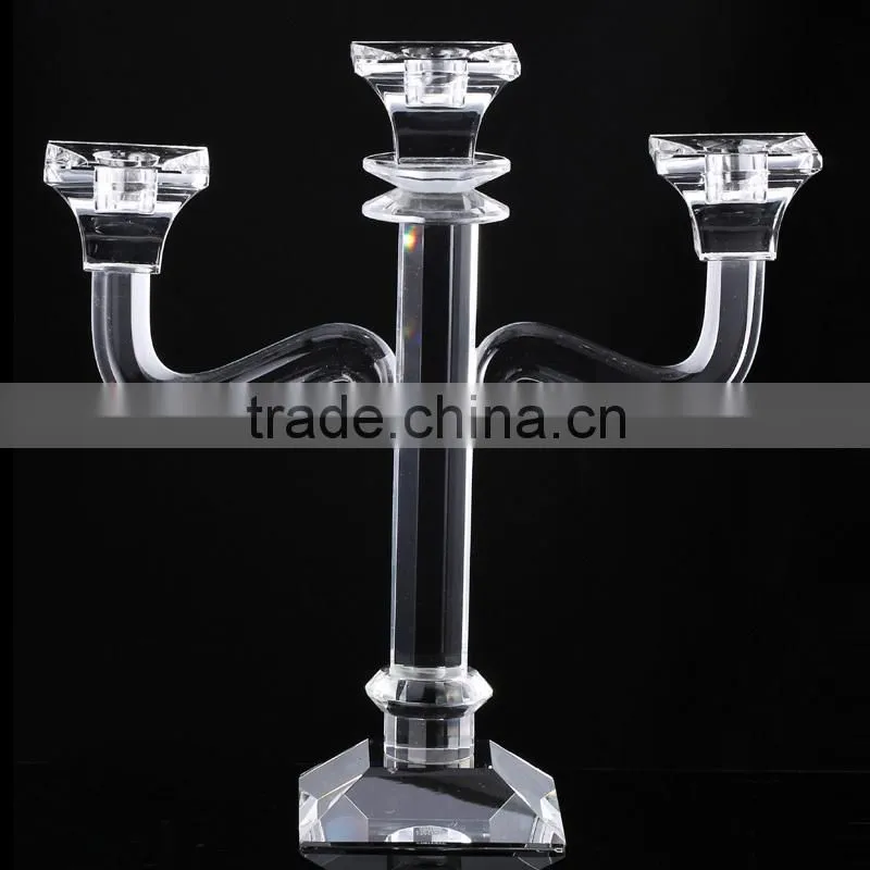 Elegant wedding centerpiece candle holder 3 arms crystal candelabra