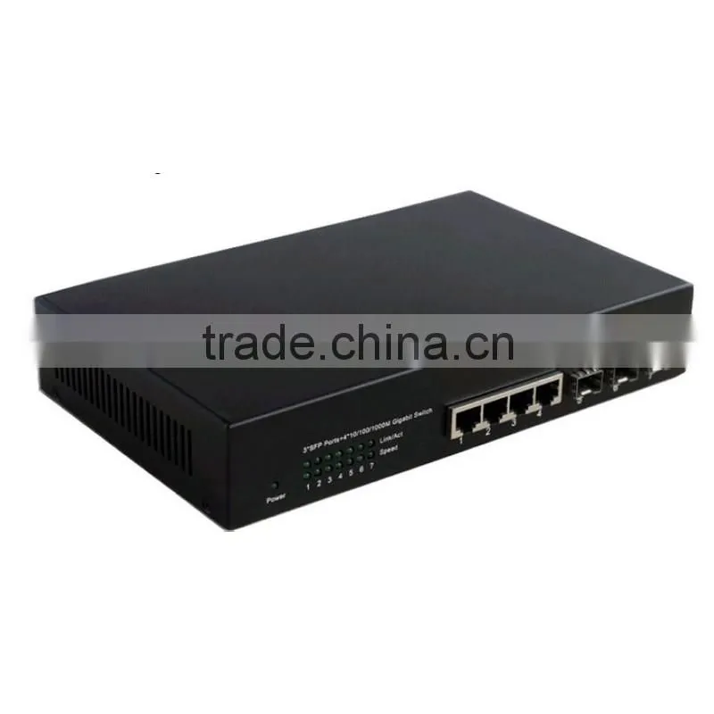4 Ports Gigabit + 3SFP Web Management fiber Switch