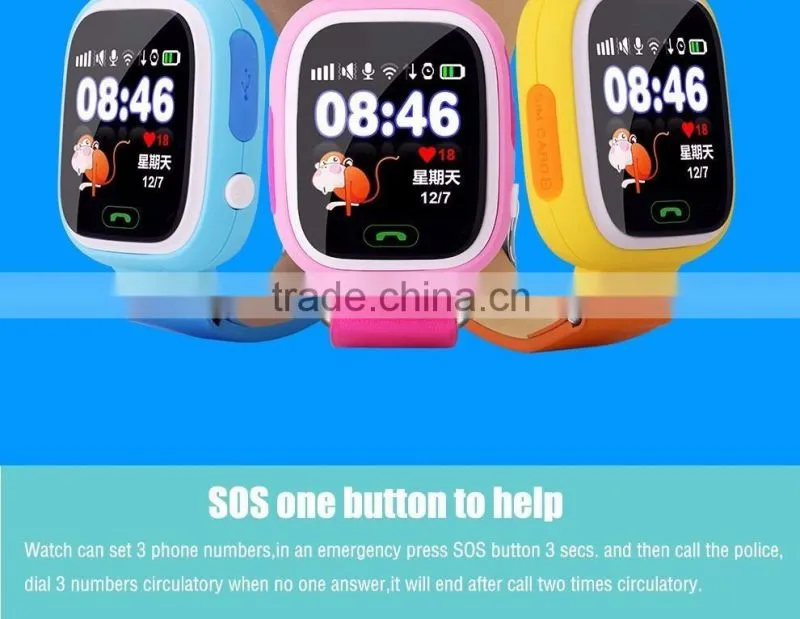 Hot Q90 Touch Screen WIFI Positioning Smart Watch Children SOS Call Locator Finder Device Tracker Kid Safe Anti Lost Monitor