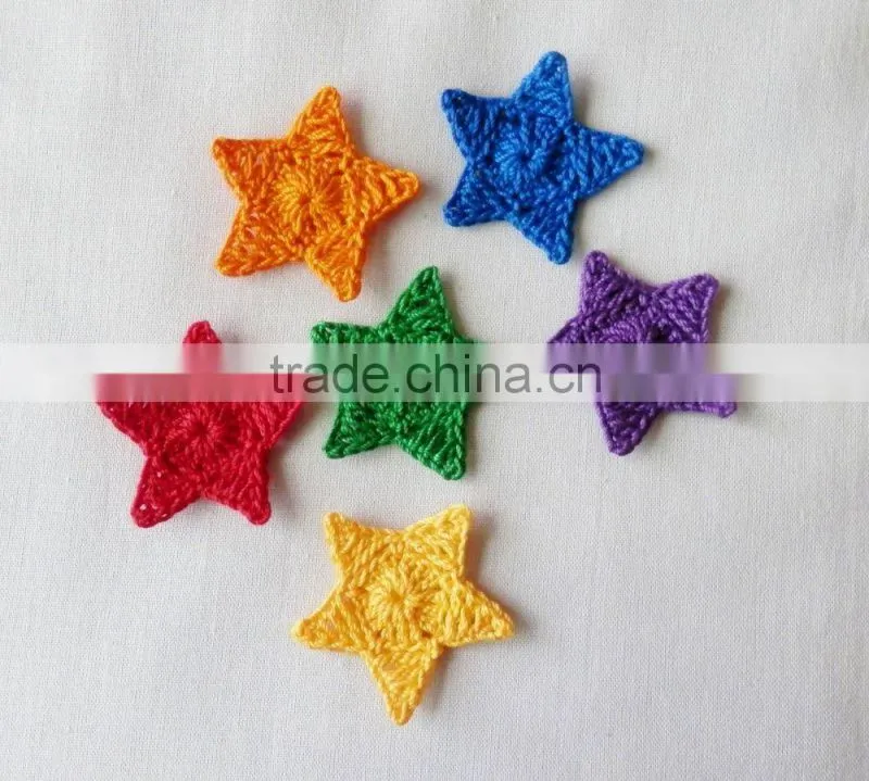 Crochet Multicolor Star Appliques,Supplies,Sewing
