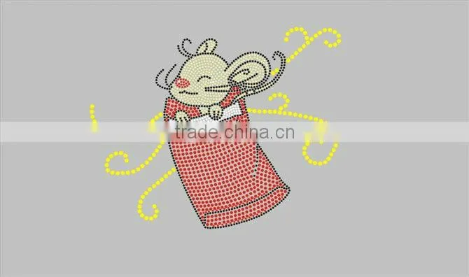 hot fix rhinestone cute little mouse motif