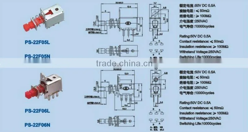 PS-22F07 straight key Push switch