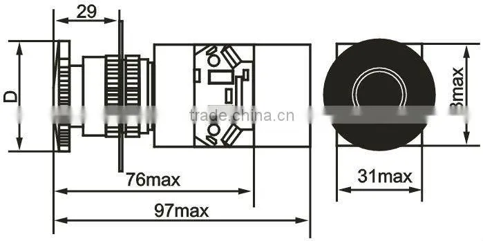 red sign mushroom emergency stop push button switch silver contact grade A D7-11ZS