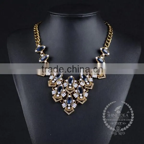 high quality colorful resin chunky statement necklace tin alloy fashion women pendant necklace 6390120