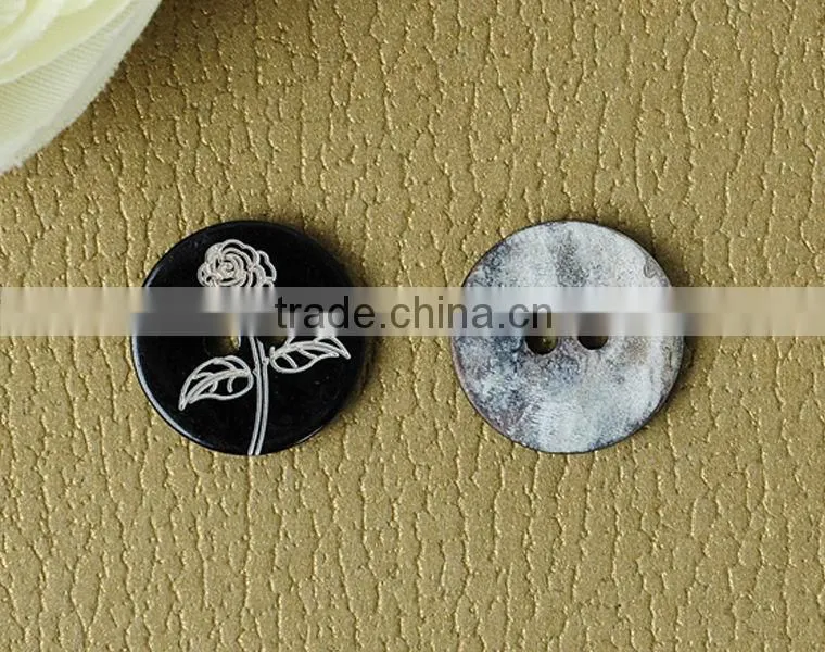 painting balck lasering 2 holes natural Japanese akoya shell buttons