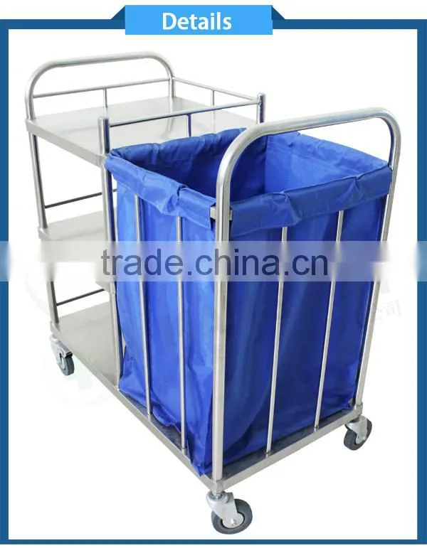 Kareway stainless steel hospital waste cart with wheels,hospital cleaning trolley