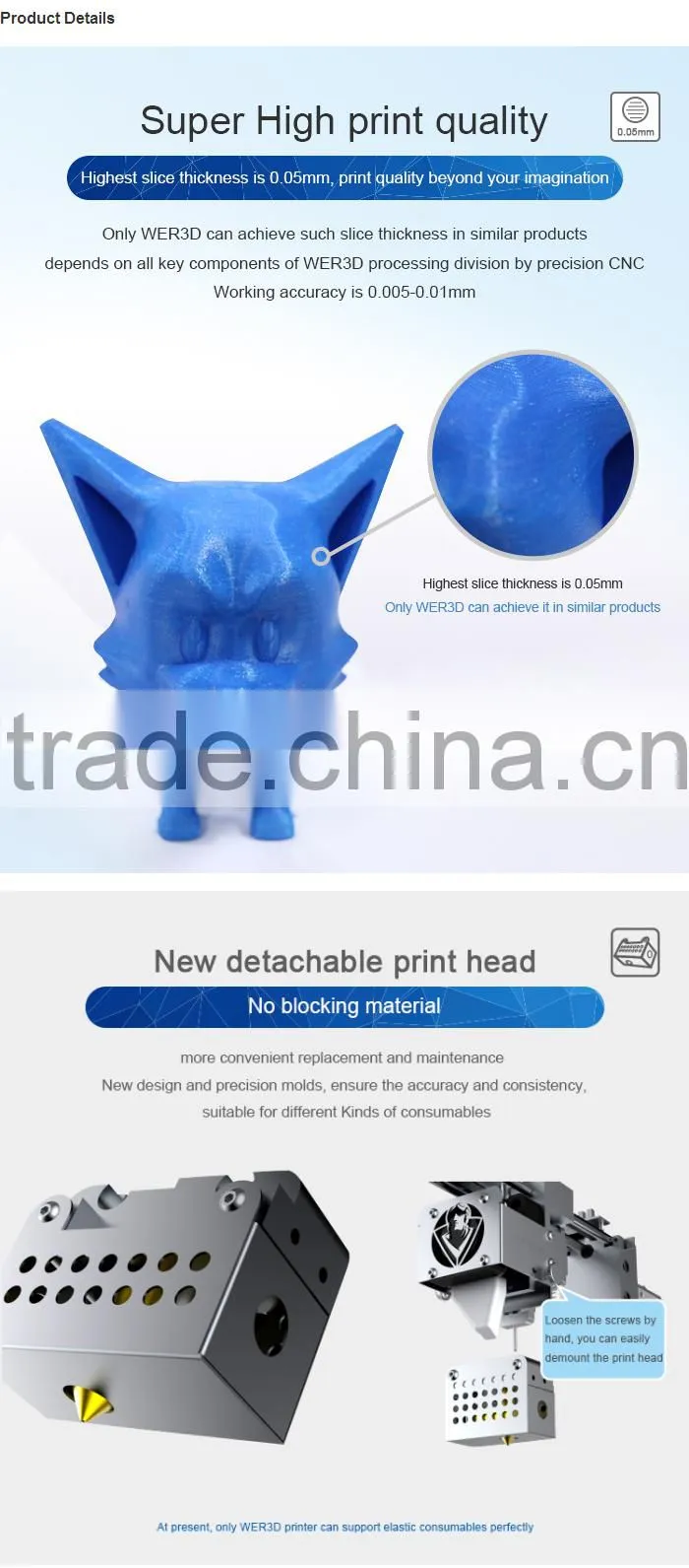 WER D100 4.5 Colorful Capacitive Touch Screen Pre-assembled WiFi Mini Office Home Desktop 3D Printer