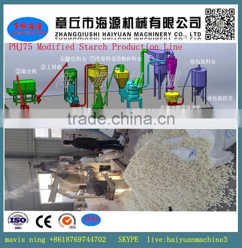 PHJ series screw extrusion cassava /corn modified starch/modified corn starch for food or paper