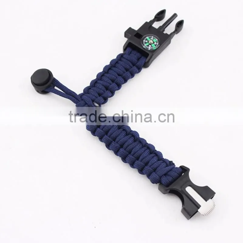 Paracord Survival Bracelet with a 350LB Parachute Cord, Fire Starter, Embedded Compass, Flint, Emergency Knife & Whistle