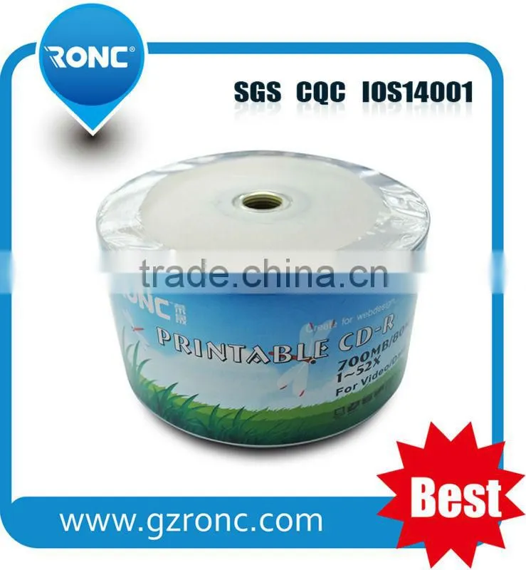 700MB Capacity Up to 52X Speed Full Face White Inkjet Printable cd r Wholesale