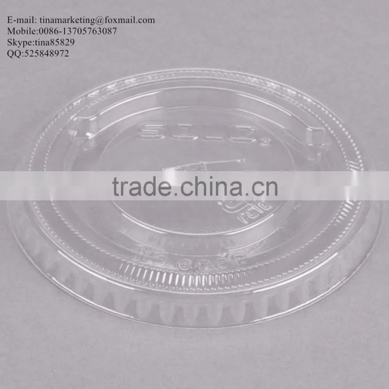 9-10 oz. Clear Flat PS Plastic Lid with Straw Slot for Cold Drink Cup China Manufactory Price