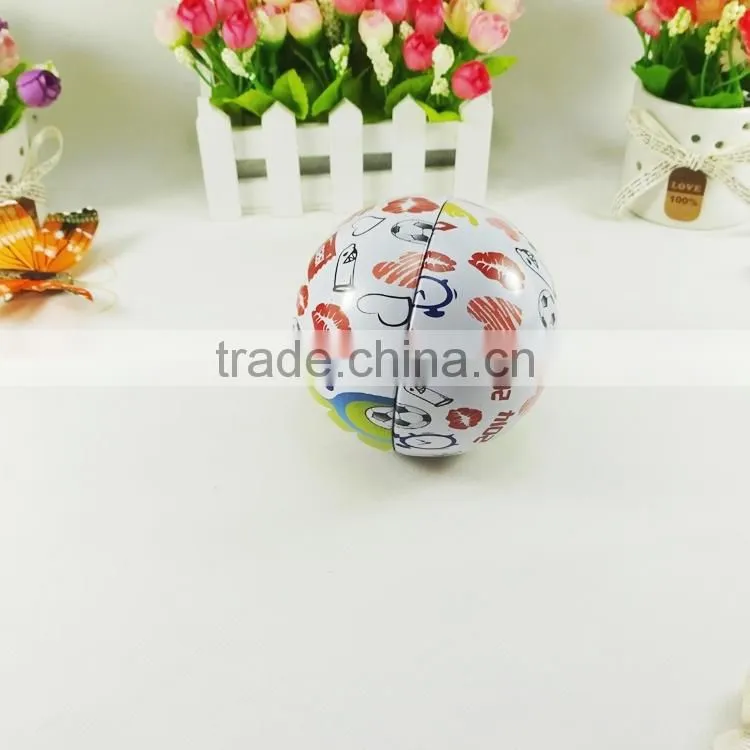 ball shape gift packing metal tin small round tin cans custom size