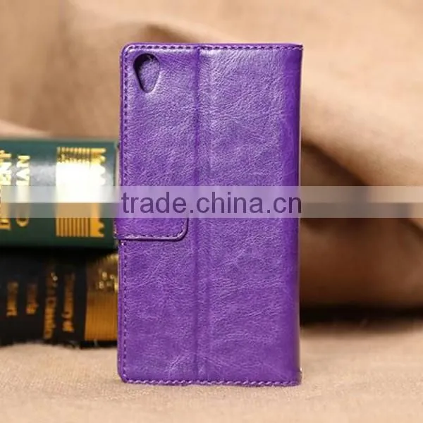Manufacturer cheap mobile phone leather flip phone case for Sony Z3 leather flip back case