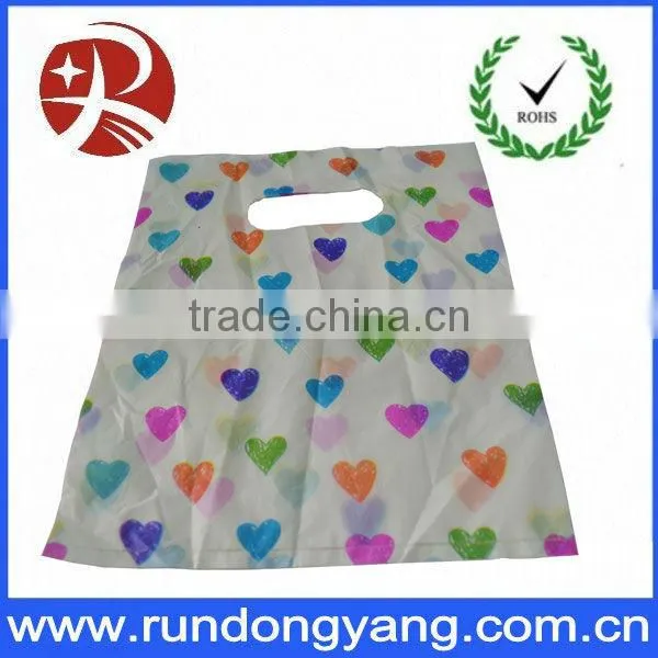 white fancy heavy duty plastic shopping bag with LOGO printing