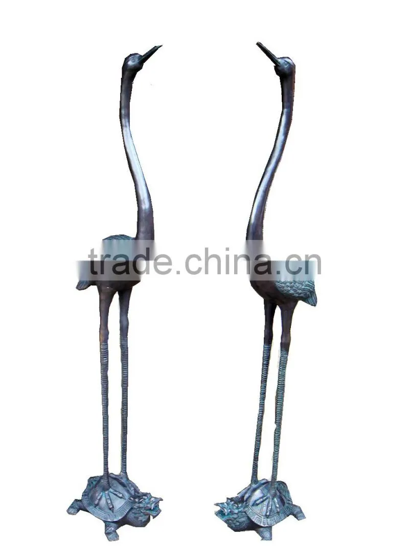 casting bronze crane sculpture 1m high 1.2meters high customized bronze sculpture