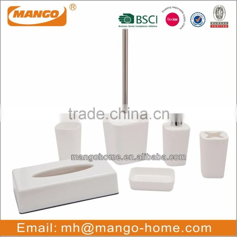 6pcs Modern White Plastic Bathroom Set