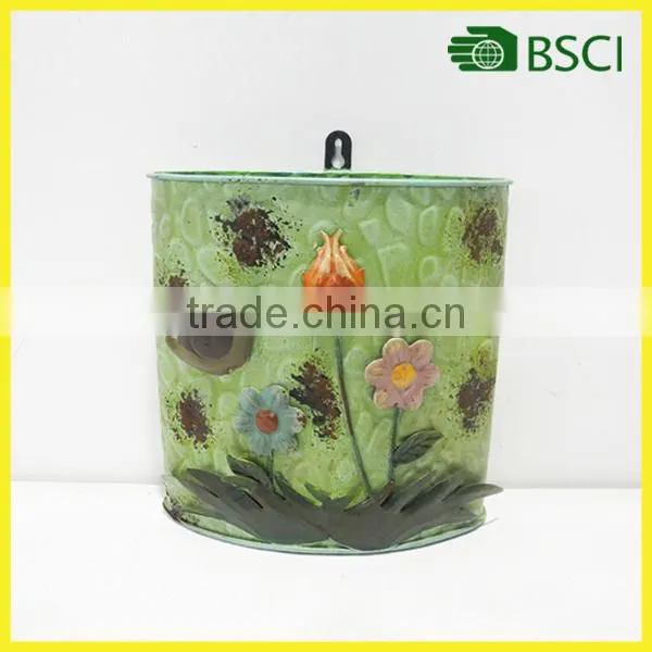 Metal 9.25"H planter wall flower pot