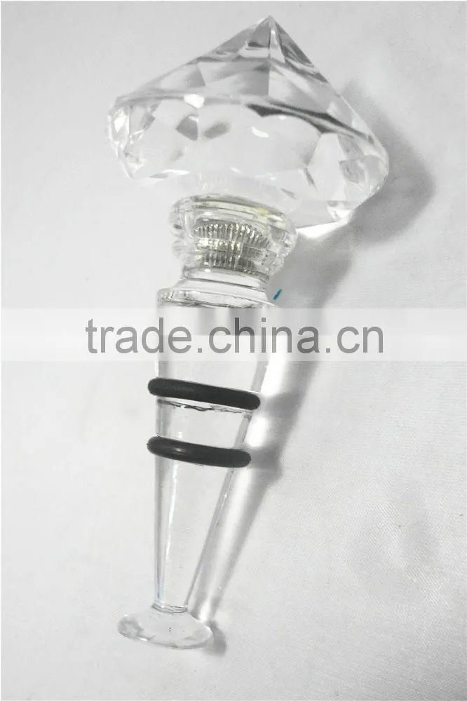 LED plastic clear crystal manufacture diamond wine bottle stopper