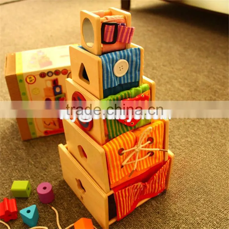 Creative intelligent nesting toys wooden baby stacking cups W13D089