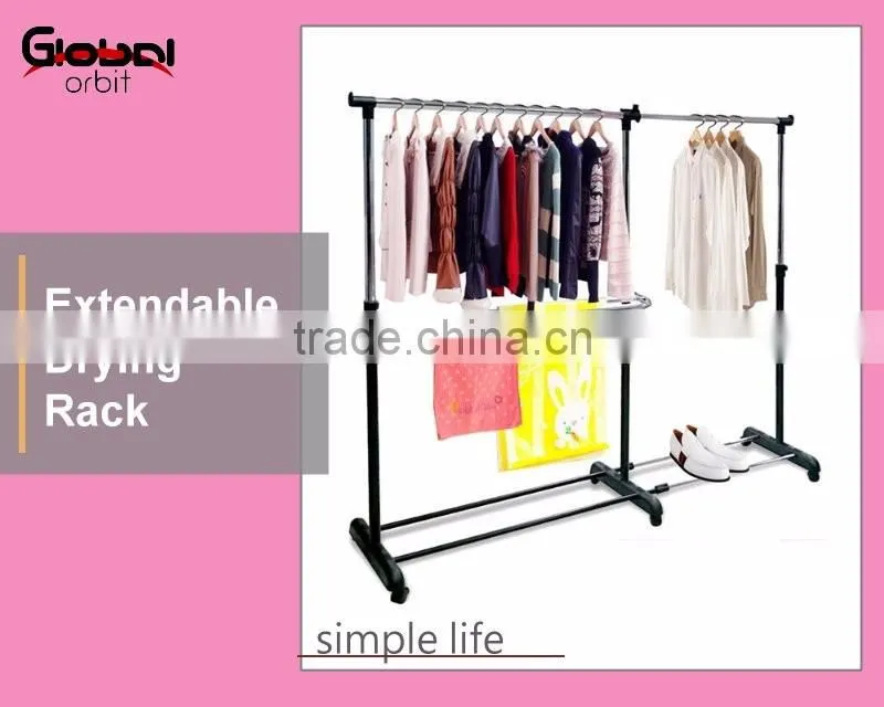 Home Furniture Durable Foldable Clothes Drying Rack With Towel Hanger Rail