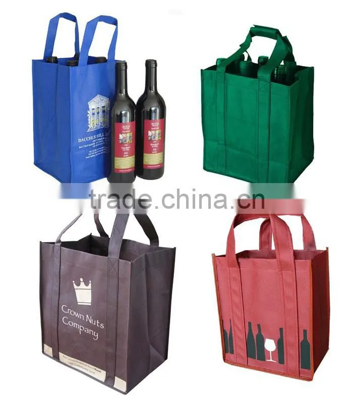 Wholesale non-woven 6 Bottle Wine Bag with Divider