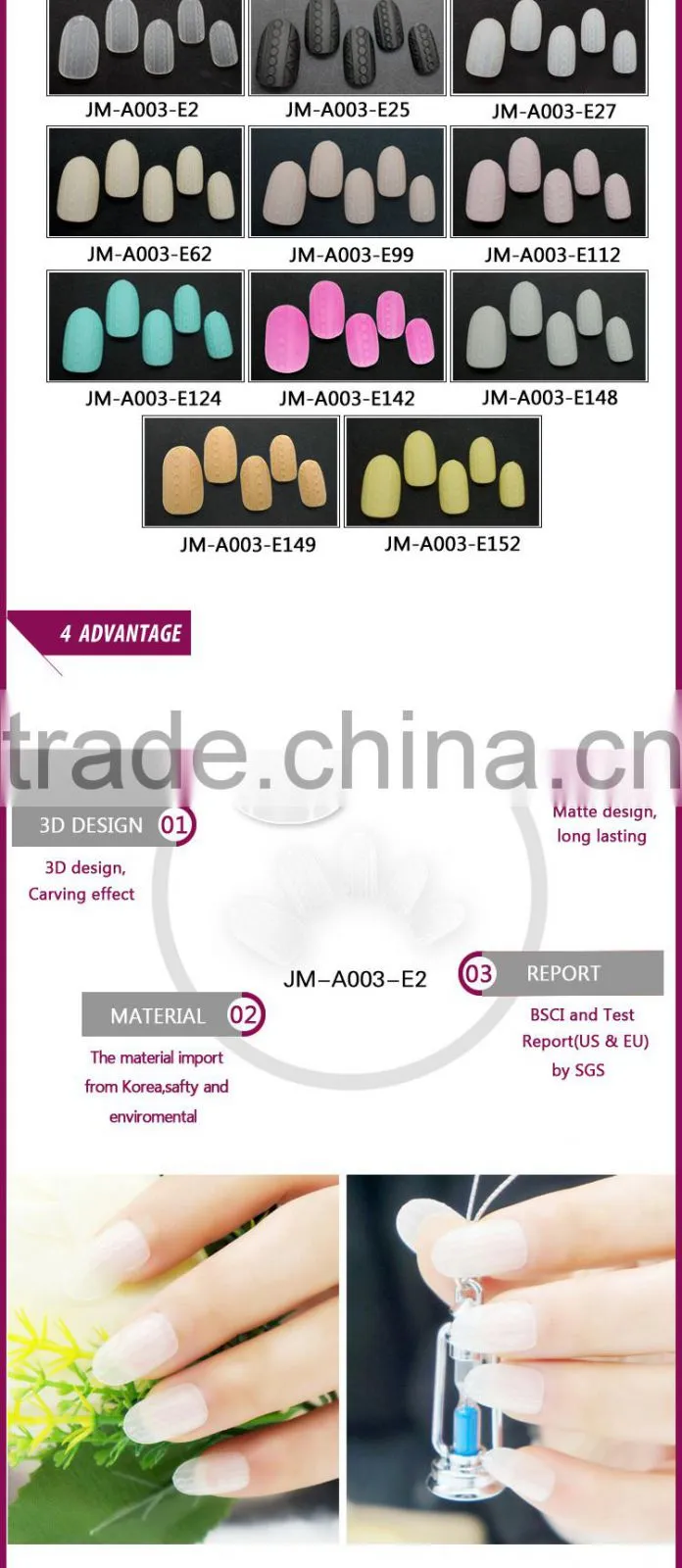 Imported ABS full cover 3D nail art design tips