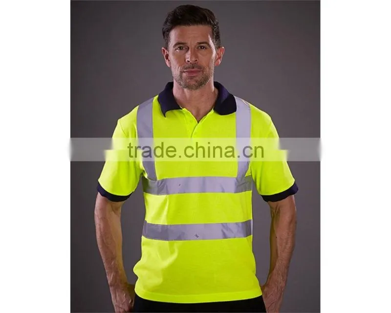 industrial work wear uniform custom polo t-shirt Hi Vis WorkWear reflective polo shirt