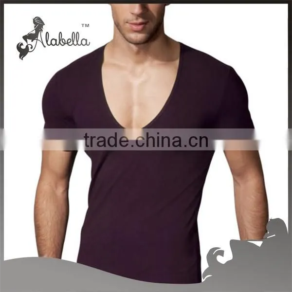 Wholesale China Men's High Quality t shirts V neck Short Sleeve 100% Cotton Custom Printing Men's t shirt