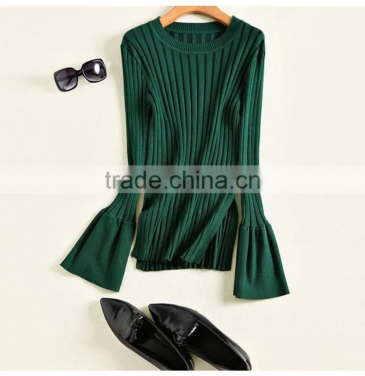 Maxnegio new fashion Lotus leaf sleeves korean style woolen sweater designs for ladies
