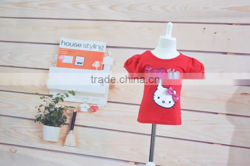 baby girls summer short sleeve 100% cotton t shirts kids girl t shirts design I love Kitty t shirts