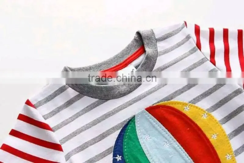 2016 Trending Products Children Stripe Tshirts with Cartoon Pattern