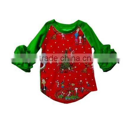 new wholesale kids clothing baby girls long sleeve deer raglan shirt toddler girls tee shirt for christmas