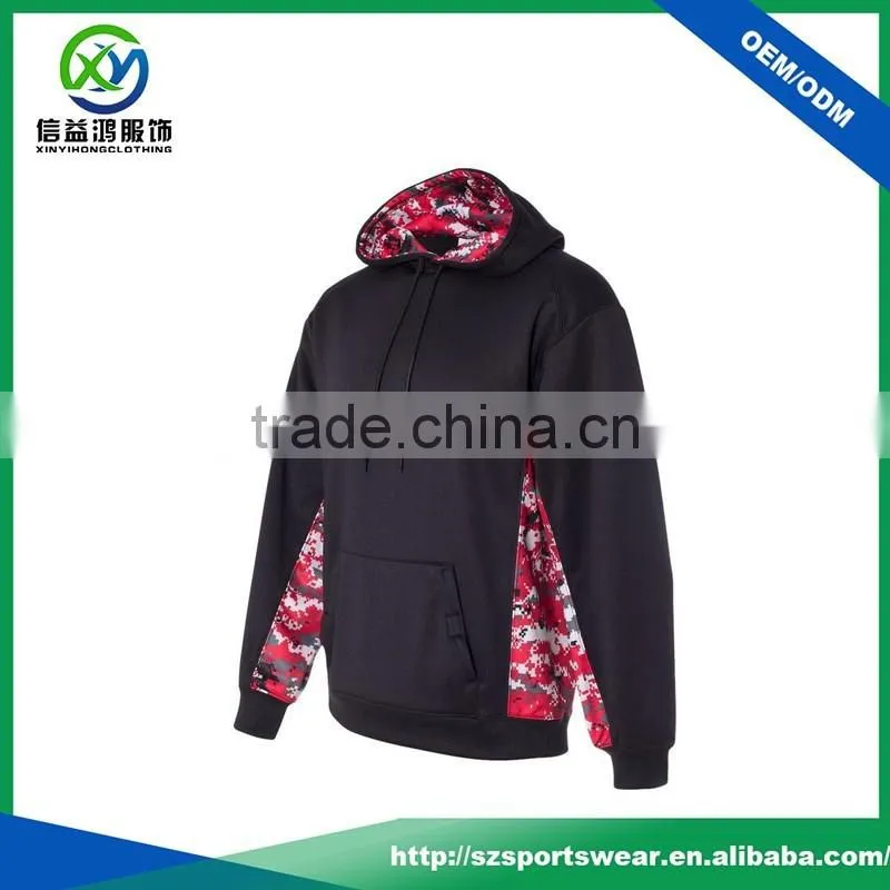 New Style Custom Printing Splicing Polyester Plus Size Man Pullover Hoodie