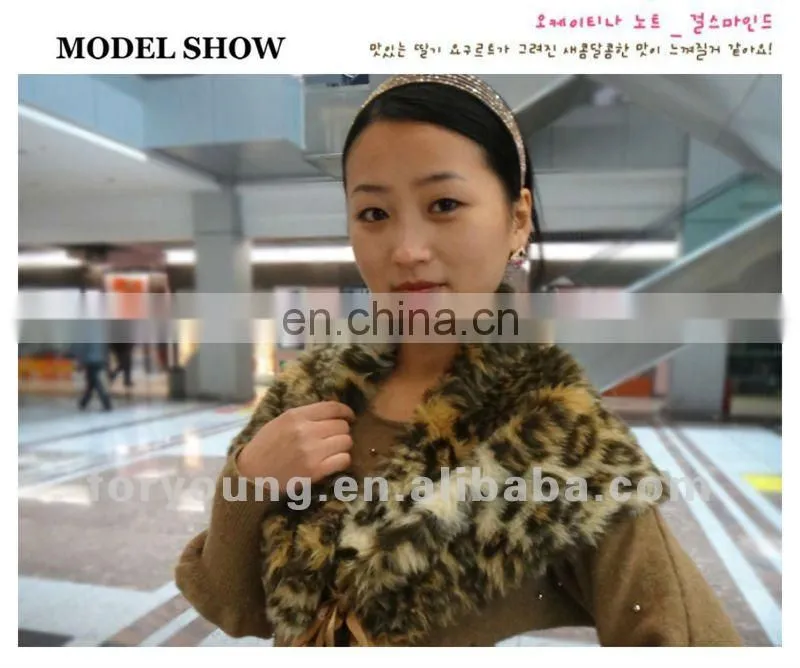 leopard print mink fur shawl fur hooded scarf