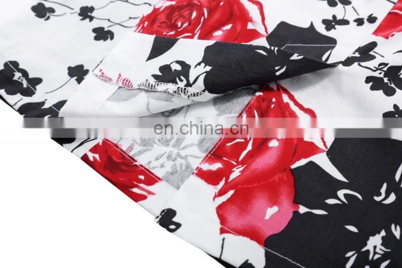 Kate Kasin Women's Shirred Detail Flower Pattern Cotton Pencil Skirt with Wide Belt KK000610-2