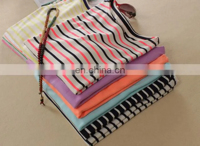 top grade lady 3/4 sleeves blouse design/lady stripe shirt