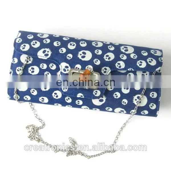 CR Sample available western styles jeans material envelpe shape skull pattern popular luxury denim fabric handbags