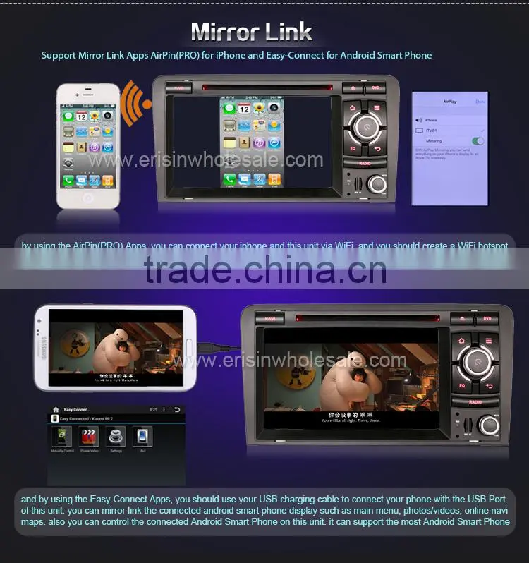 Erisin ES2027A 7" 2 Din Car DVD with Android Can-bus for A3 RNSE-PU