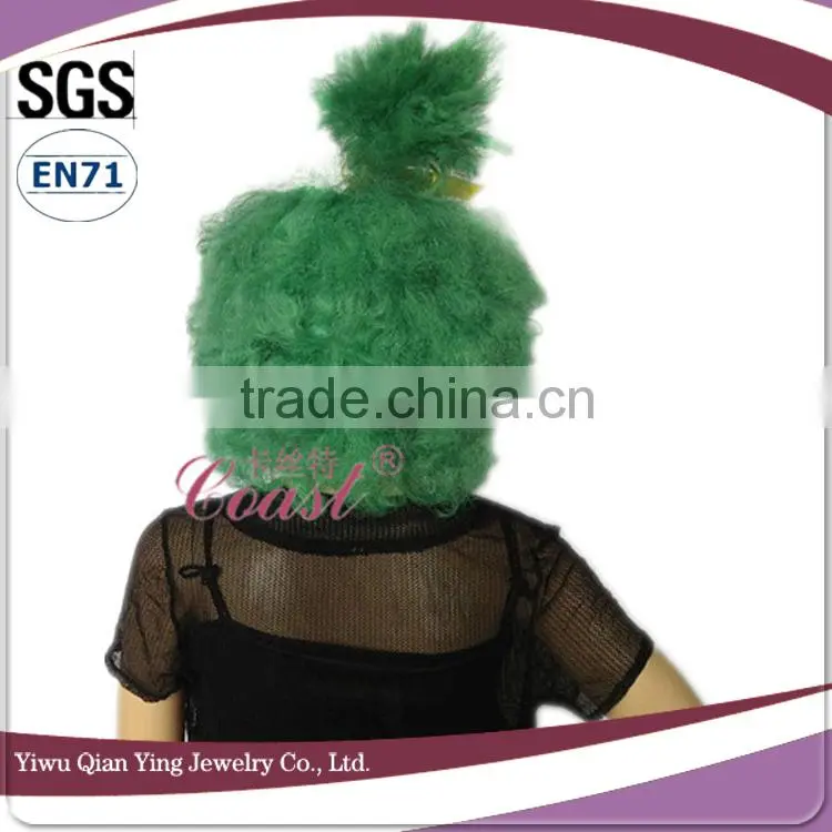 cheap synthetic cosplay dark green short wig