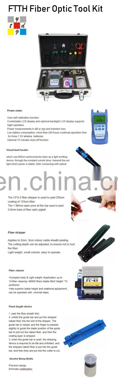 FTTH fast Connector Termination splicing optical fibre optic tool kit