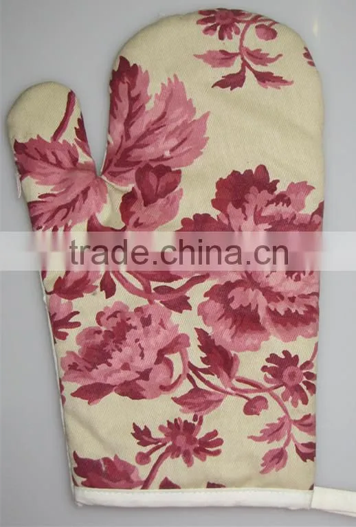 printed twill safety kitchen microwave oven glove