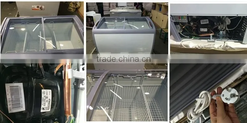 Commercial top loading glass door chest freezer for ice cream ETL