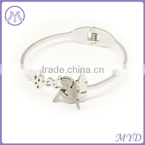 Fashion Design Angel Stainless Steel Bangle Bracelet Mothers Day Jewelry