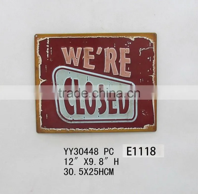 outdoor factory embossed wall tin sign, vintage metal tin plate
